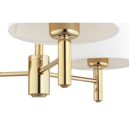 Brilagi - Hanglamp aan stang MONTE 3xE27/60W/230V crème/goud