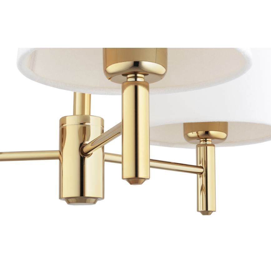 Brilagi - Hanglamp aan stang MONTE 3xE27/60W/230V crème/goud