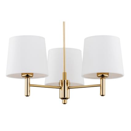 Brilagi - Hanglamp aan stang MONTE 3xE27/60W/230V crème/goud