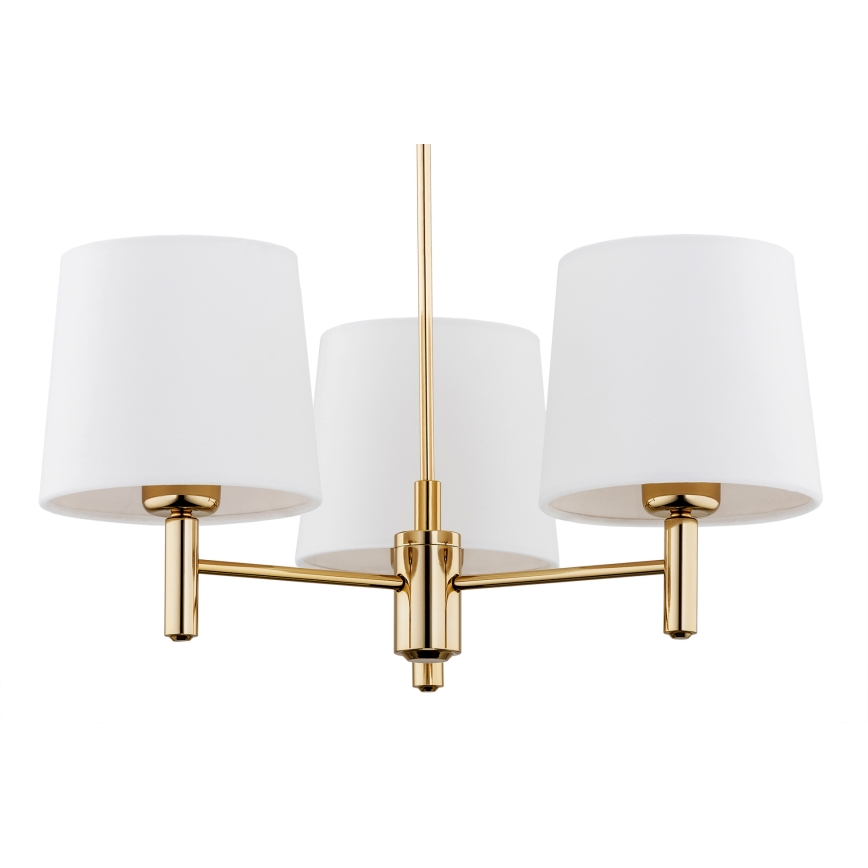 Brilagi - Hanglamp aan stang MONTE 3xE27/60W/230V crème/goud