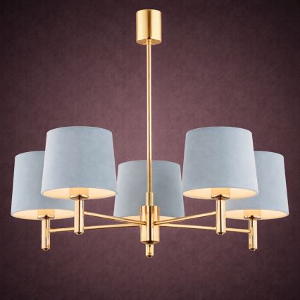 Brilagi - Hanglamp aan stang MONTE 5xE27/15W/230V blauw/goud