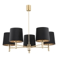 Brilagi - Hanglamp aan stang MONTE 5xE27/15W/230V zwart/goud