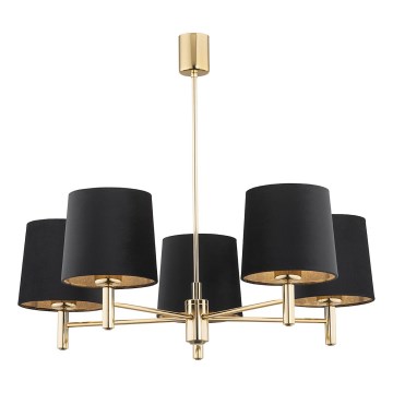 Brilagi - Hanglamp aan stang MONTE 5xE27/15W/230V zwart/goud