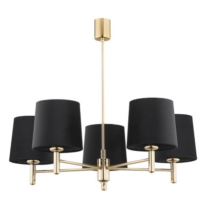 Brilagi - Hanglamp aan stang MONTE 5xE27/15W/230V zwart/goud