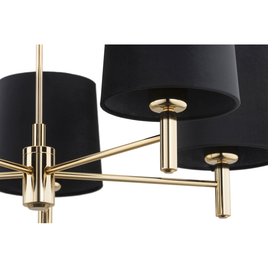 Brilagi - Hanglamp aan stang MONTE 5xE27/15W/230V zwart/goud