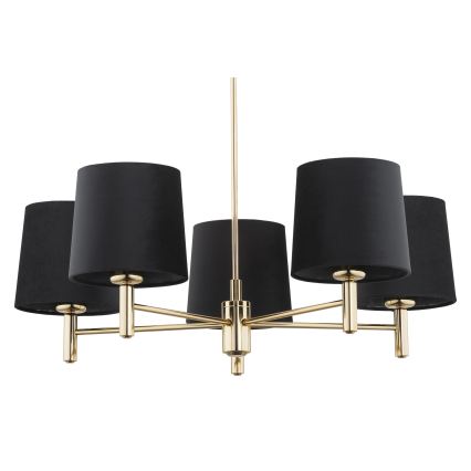 Brilagi - Hanglamp aan stang MONTE 5xE27/15W/230V zwart/goud