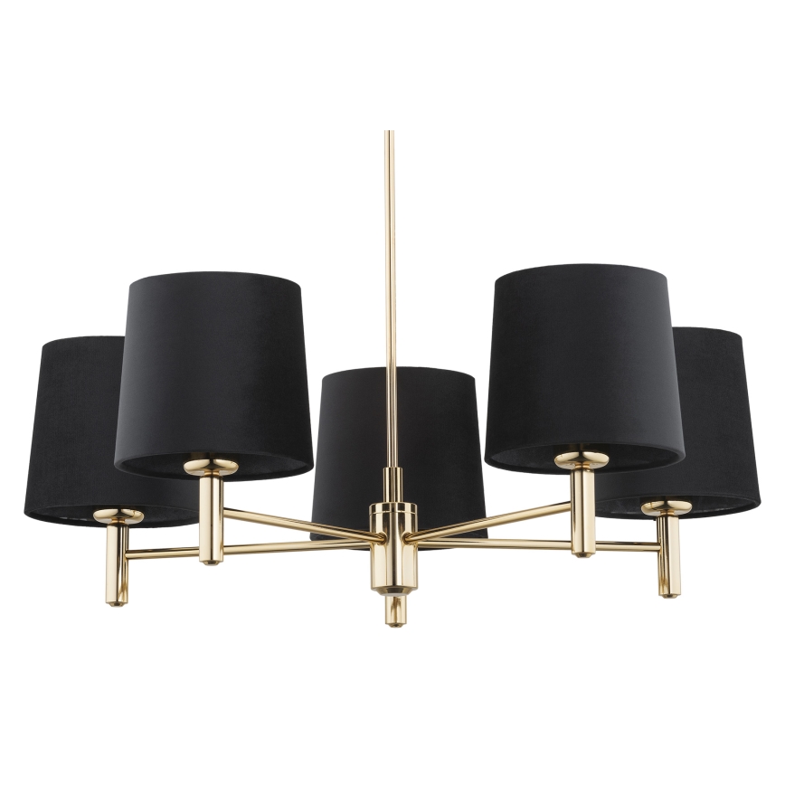 Brilagi - Hanglamp aan stang MONTE 5xE27/15W/230V zwart/goud