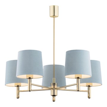 Brilagi - Hanglamp aan stang MONTE 5xE27/60W/230V blauw/goud