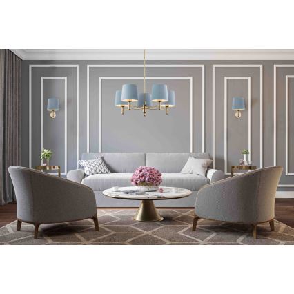Brilagi - Hanglamp aan stang MONTE 5xE27/60W/230V blauw/goud