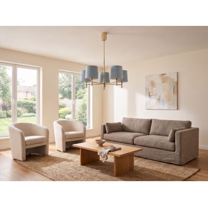 Brilagi - Hanglamp aan stang MONTE 5xE27/60W/230V blauw/goud