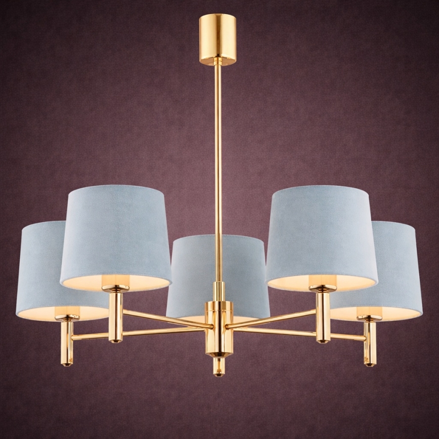 Brilagi - Hanglamp aan stang MONTE 5xE27/60W/230V blauw/goud