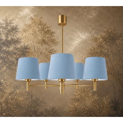 Brilagi - Hanglamp aan stang MONTE 5xE27/60W/230V blauw/goud