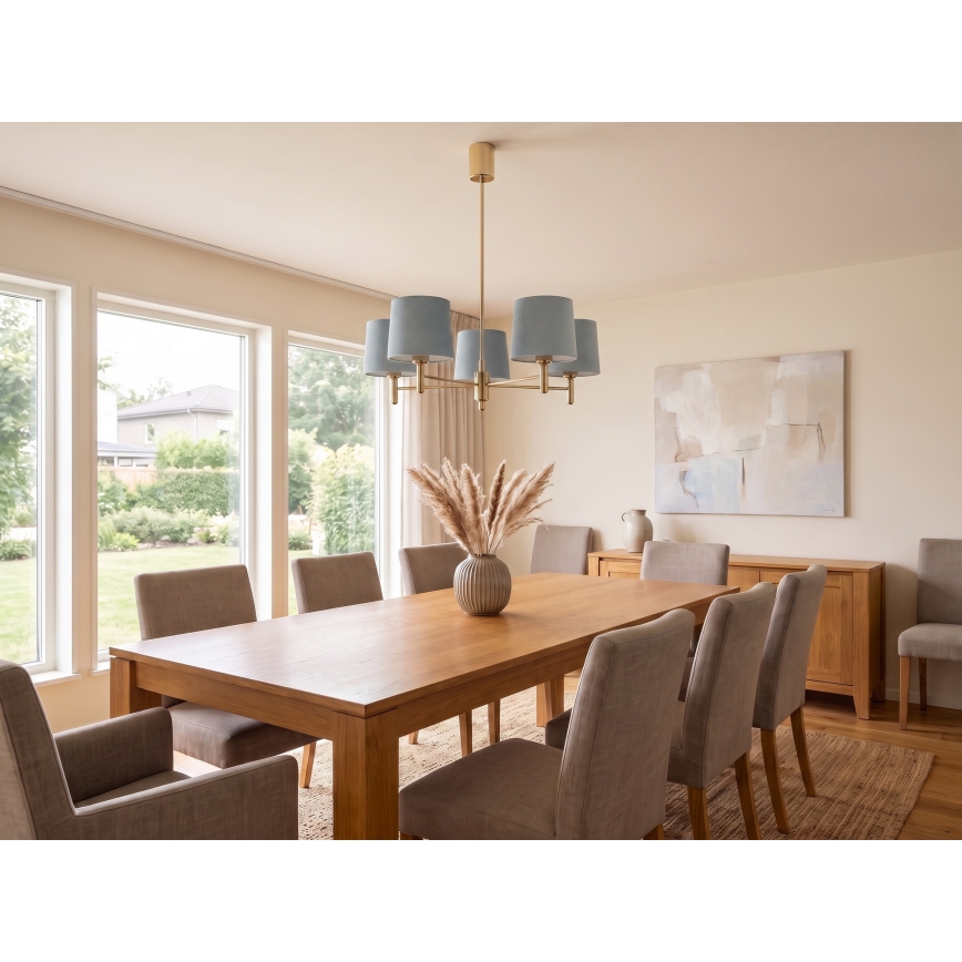 Brilagi - Hanglamp aan stang MONTE 5xE27/60W/230V blauw/goud