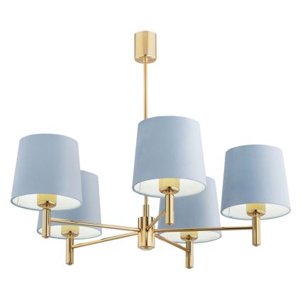 BRILAGI - Hanglamp aan stang MONTE 5xE27/60W/230V blauw/goud
