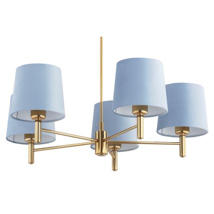 BRILAGI - Hanglamp aan stang MONTE 5xE27/60W/230V blauw/goud