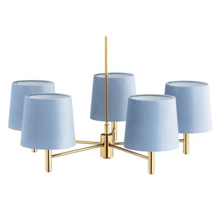 BRILAGI - Hanglamp aan stang MONTE 5xE27/60W/230V blauw/goud