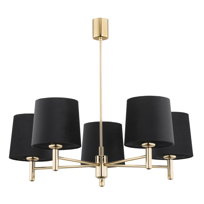 Brilagi - Hanglamp aan stang MONTE 5xE27/60W/230V zwart/goud