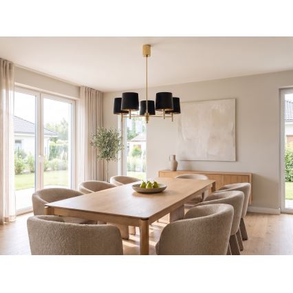 Brilagi - Hanglamp aan stang MONTE 5xE27/60W/230V zwart/goud