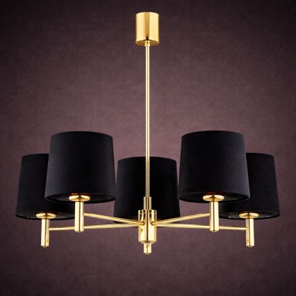 Brilagi - Hanglamp aan stang MONTE 5xE27/60W/230V zwart/goud