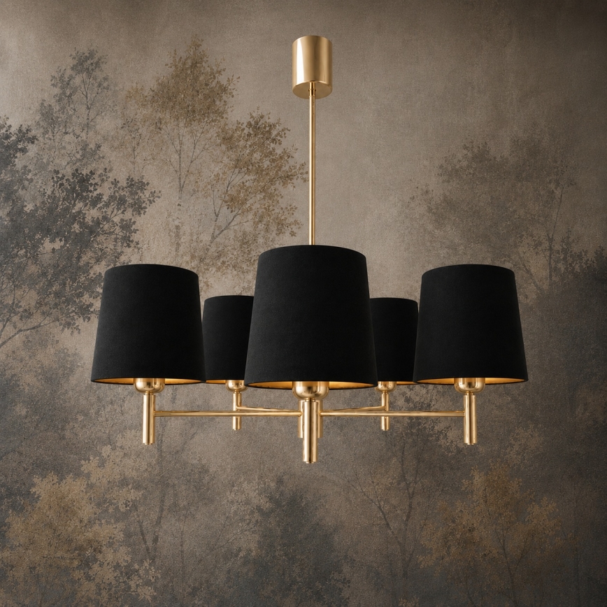BRILAGI - Hanglamp aan stang MONTE 5xE27/60W/230V zwart/goud