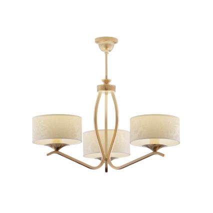 Brilagi - Hanglamp aan stang SAPHIRE 3xE27/15W/230V Ø 66 cm crème/goud/patina