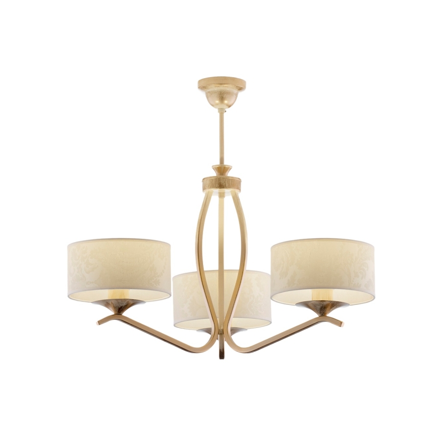 Brilagi - Hanglamp aan stang SAPHIRE 3xE27/15W/230V Ø 66 cm crème/goud/patina