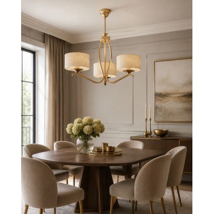 Brilagi - Hanglamp aan stang SAPHIRE 3xE27/15W/230V Ø 66 cm crème/goud/patina
