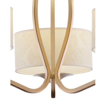 Brilagi - Hanglamp aan stang SAPHIRE 3xE27/15W/230V Ø 66 cm crème/goud/patina