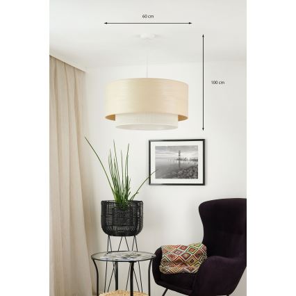 Brilagi - Hanglamp aan kabel ARIZONA BOHO 1xE27/15W/230V Ø 60 cm beige/wit
