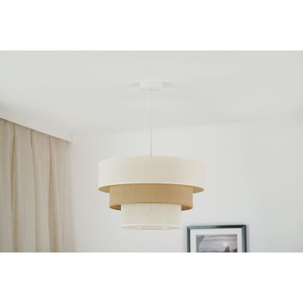Brilagi - Hanglamp aan kabel DENVER LUNETA 1xE27/15W/230V Ø 45 cm beige/bruin/crème
