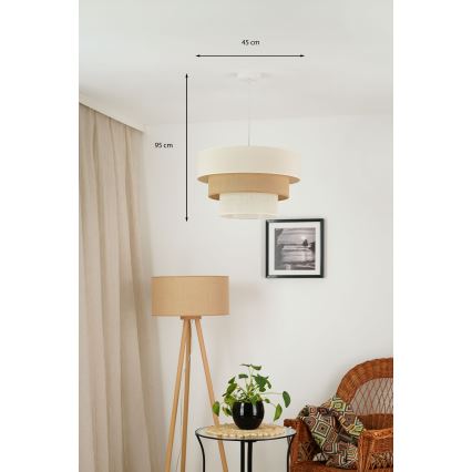 Brilagi - Hanglamp aan kabel DENVER LUNETA 1xE27/15W/230V Ø 45 cm beige/bruin/crème