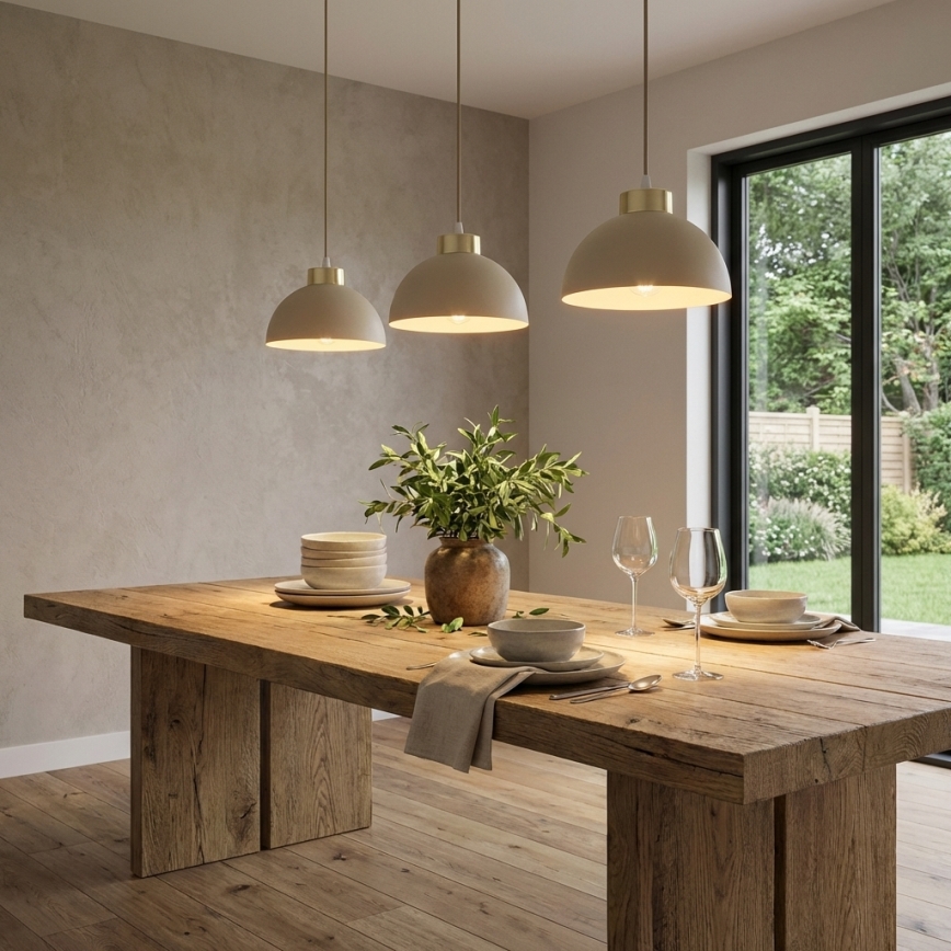 Brilagi - Hanglamp met kabel 1xE27/60W/230V Ø 18 cm beige/goud