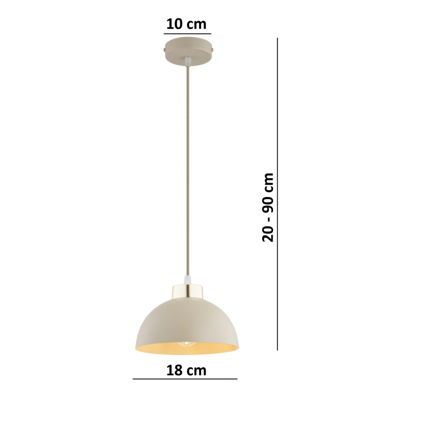 Brilagi - Hanglamp met kabel 1xE27/60W/230V Ø 18 cm beige/goud