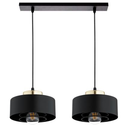 Brilagi - Hanglamp met kabel 2xE27/60W/230V zwart/goud