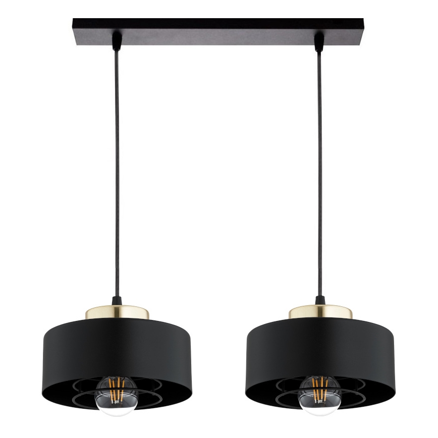 Brilagi - Hanglamp met kabel 2xE27/60W/230V zwart/goud