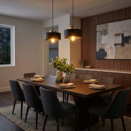 Brilagi - Hanglamp met kabel 2xE27/60W/230V zwart/goud