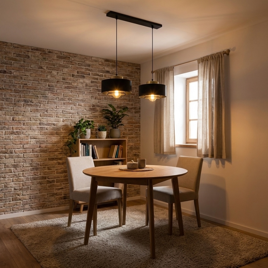 Brilagi - Hanglamp met kabel 2xE27/60W/230V zwart/goud