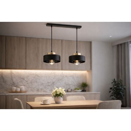 Brilagi - Hanglamp met kabel 2xE27/60W/230V zwart/goud