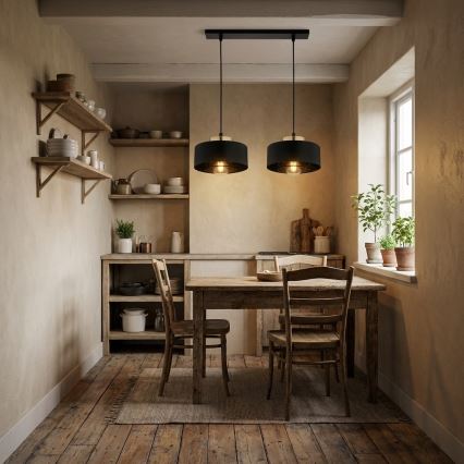 Brilagi - Hanglamp met kabel 2xE27/60W/230V zwart/goud