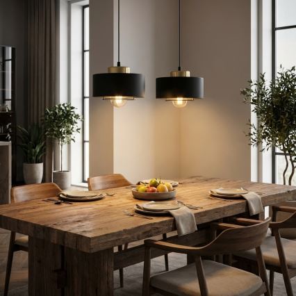 Brilagi - Hanglamp met kabel 2xE27/60W/230V zwart/goud