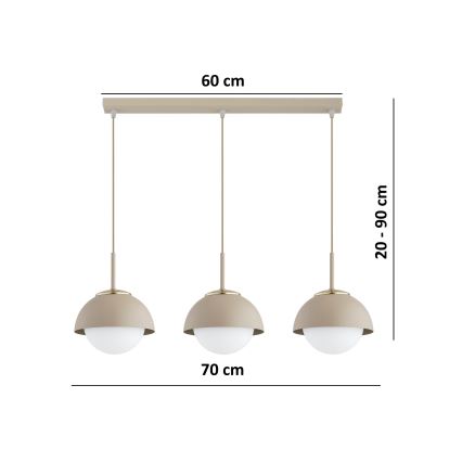 Brilagi - Hanglamp met kabel 3xE27/60W/230V beige/goud