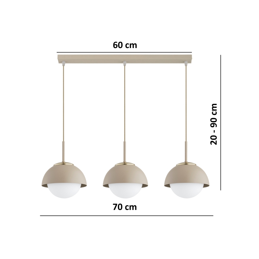 Brilagi - Hanglamp met kabel 3xE27/60W/230V beige/goud