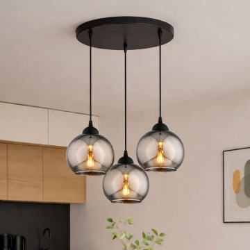 Brilagi - Hanglamp met kabel 3xE27/60W/230V zwart/rookgrijs