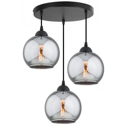Brilagi - Hanglamp met kabel 3xE27/60W/230V zwart/rookgrijs