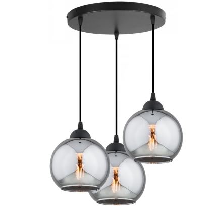 Brilagi - Hanglamp met kabel 3xE27/60W/230V zwart/rookgrijs