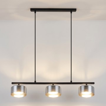 Brilagi - Hanglamp met kabel AURA LUX 3xGX53/30W/230V zwart/gerookt glas