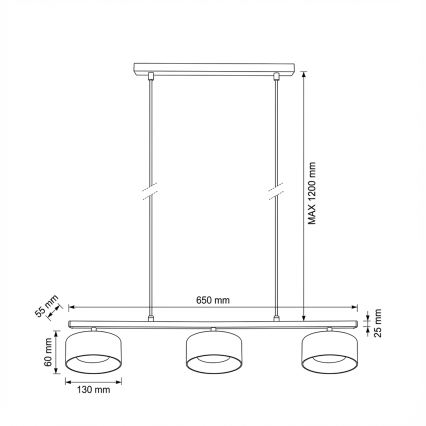 Brilagi - Hanglamp met kabel AURA LUX 3xGX53/30W/230V zwart/gerookt glas