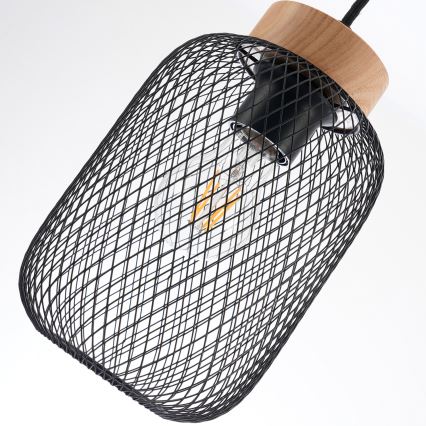 Brilagi - Hanglamp met kabel BASKLITE 3xE27/15W/230V hout/zwart