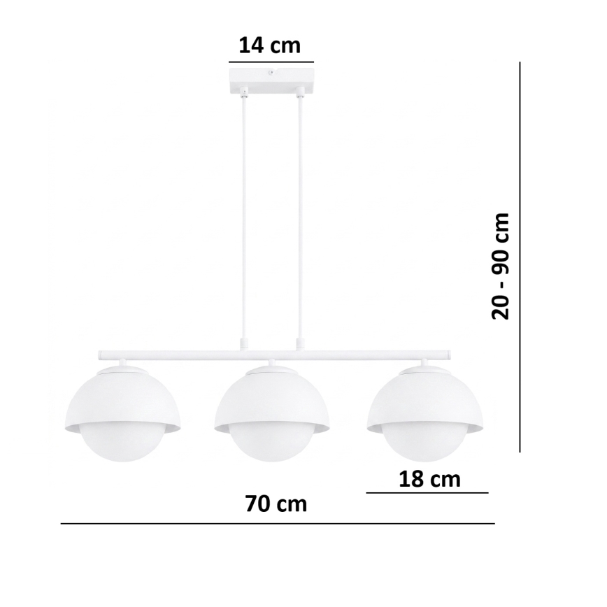 BRILAGI - Hanglamp met kabel COSMO 3xE27/60W/230V wit/goud