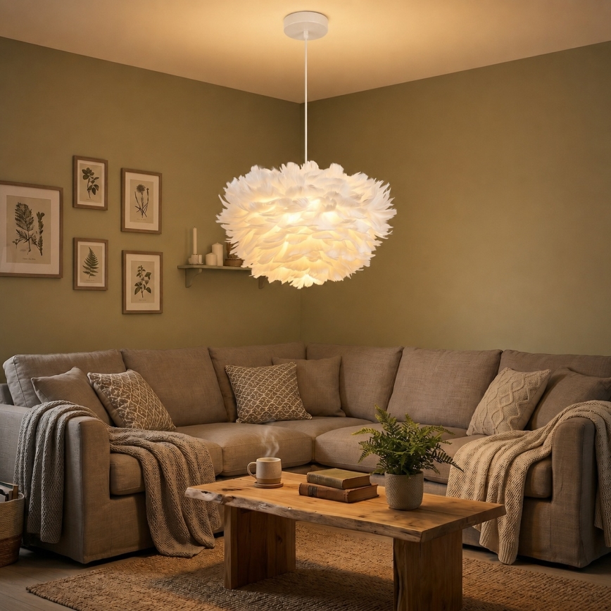 Brilagi - Hanglamp met kabel FEATHER 3xE27/40W/230V Ø 40 cm wit